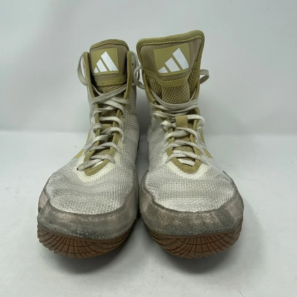 Adidas Tech Fall 2.0 Wrestling Shoes White Gold Gum FZ5389 Mens Size 12 High Top